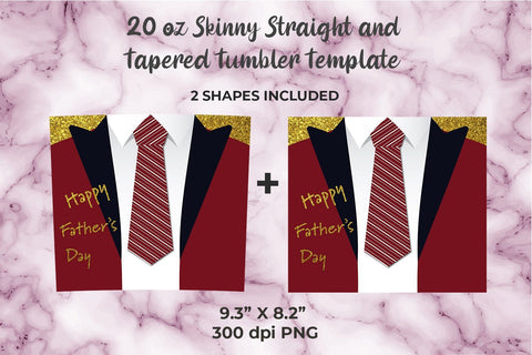 Red Suit Fathers Day Skinny Tumbler Wrap Sublimation Template Sublimation Sublimatiz Designs 