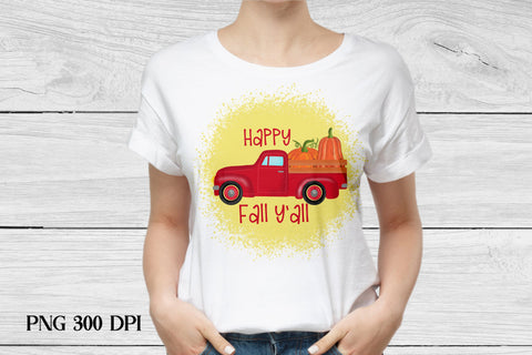 Red truck with pumpkins | Happy fall sublimation Sublimation Svetana Studio 