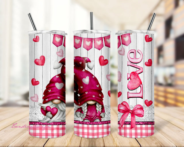 Red Valentine Gnomes 20oz Tumbler Wrap PNG Download Sublimation TrendingDesign 
