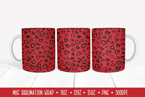 Red Valentines Mug Sublimation Design. Heart Leopard Wrap Sublimation LaBelezoka 