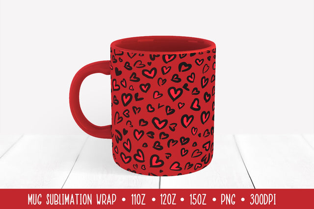 Red Valentines Mug Sublimation Design. Heart Leopard Wrap Sublimation LaBelezoka 