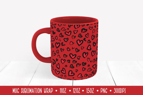 Red Valentines Mug Sublimation Design. Heart Leopard Wrap Sublimation LaBelezoka 