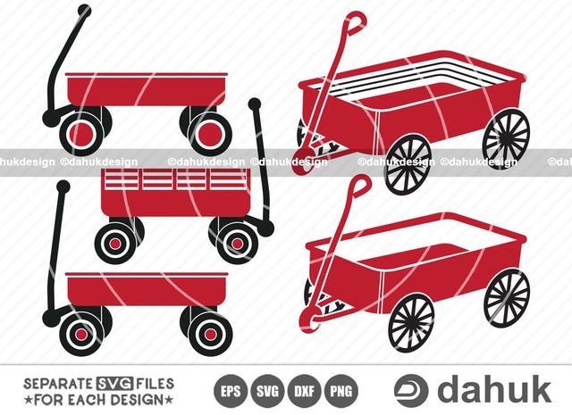 Red Wagon svg, little red wagon svg, Red Wagon icon, Red Wagon vector, Red Wagon illustration, Cut file for silhouette, svg, eps, dxf, png, clipart cricut design space, vinyl cut files SVG dahukdesign 