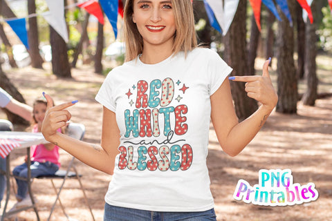 Red White and Blessed png - Fourth of July png - Print File - July 4th Sublimation Design - Patriotic png - Digital Download Sublimation Svg Cuttables 