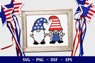 Red White and Blue Gnome Couple | Patriotic Design SVG Stacy's Digital Designs 