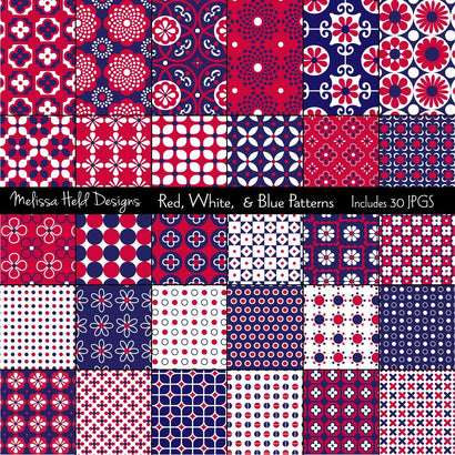 Red White and Blue Patterns Melissa Held Designs 