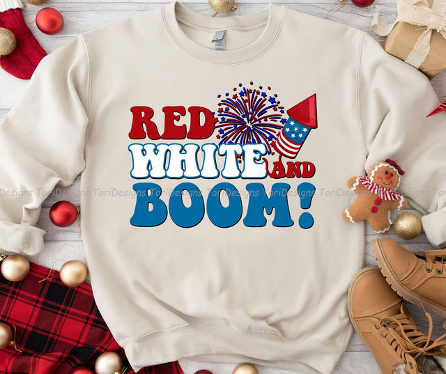 Red White and Boom PNG, Fireworks PNG, USA Png, Patriotic Shirt, 4th of July png, 4th of July, Merica png Sublimation ToriDesigns 