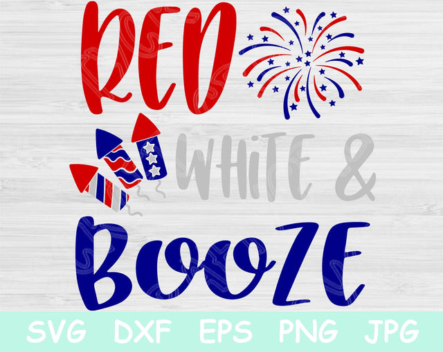 Red White and Booze Svg, 4th of July Svg. Fourth of July Svg Cut Files for Cricut and Silhouette. Independence Day Svg Digital Design. SVG TiffsCraftyCreations 
