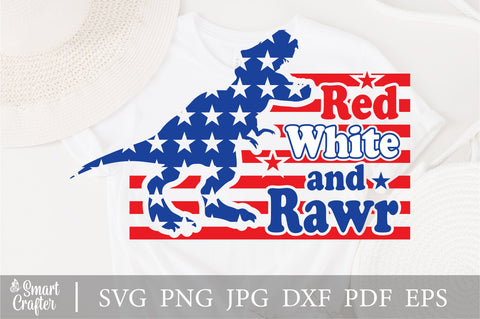 Red White And Rawr SVG, Fourth of July SVG, Independence day SVG, 4th of July Funny Quote SvG, American T-Rex SvG, Patriotic SvG SVG Fauz 