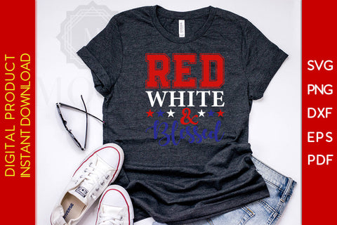 Red White & Blessed 4th Of July SVG PNG PDF Cut File SVG Creativedesigntee 