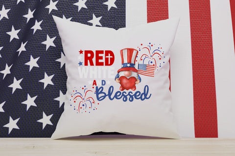 Red White Blessed Gnome Sublimation Sublimation QueenBrat Digital Designs 