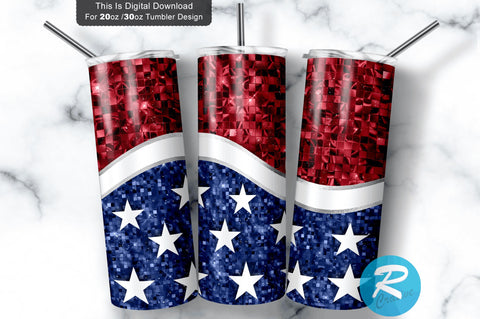 Red White Blue Glitter 20 oz / 30 oz Tumbler PNG Sublimation Regulrcrative 