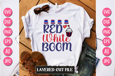 Red White Boom SVG Cut File SVG Newmockups 