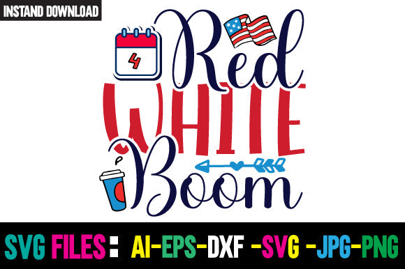 Red White Boom SVG Cut File SVG Newmockups 