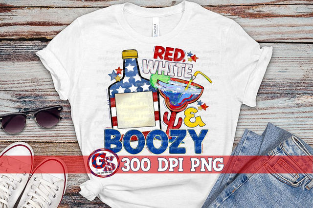 Red White & Boozy PNG for Sublimation-July 4th PNG Sublimation Greedy Stitches 