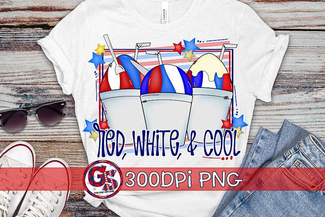 Red, White & Cool Snowballs PNG for Sublimation-July 4th PNG Sublimation Greedy Stitches 