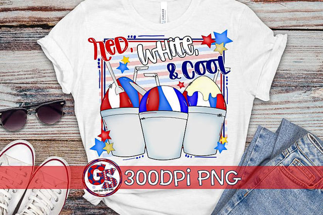 Red, White & Cool Snowballs PNG for Sublimation-July 4th PNG Sublimation Greedy Stitches 