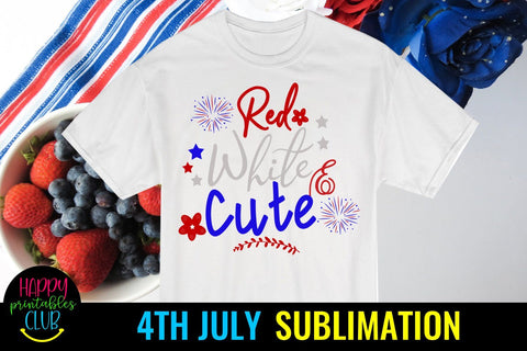 Red White Cute 4th July Sublimation- July 4th Sublimation Sublimation Happy Printables Club 