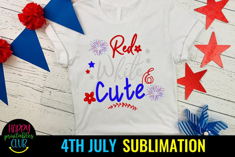 Red White Cute 4th July Sublimation- July 4th Sublimation Sublimation Happy Printables Club 