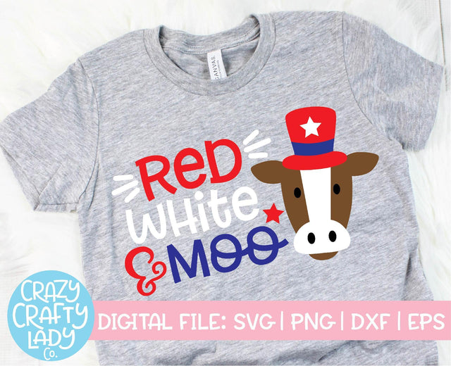 Red, White, & Moo | 4th of July SVG Cut File SVG Crazy Crafty Lady Co. 