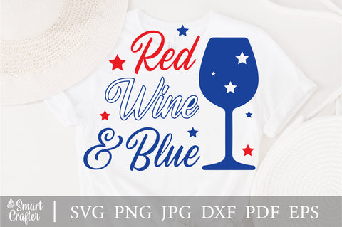 Red Wine and Blue Svg, 4th of July Svg, Patriotic Wine Glasses Svg, Patriotic Wine Svg, 4th of July Svg, Independence Day Cut File Cricut SVG Fauz 