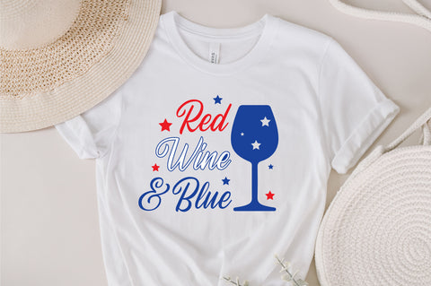 Red Wine and Blue Svg, 4th of July Svg, Patriotic Wine Glasses Svg, Patriotic Wine Svg, 4th of July Svg, Independence Day Cut File Cricut SVG Fauz 