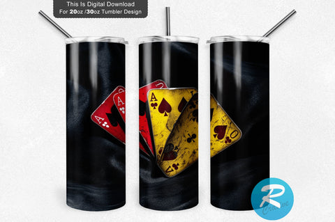 Red Yellow Poker 20 oz / 30 oz Tumbler PNG Sublimation Regulrcrative 