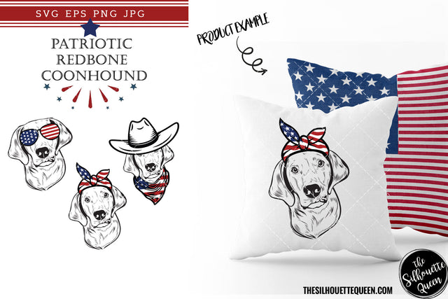Redbone Coonhound Dog Patriotic Cut files and Sublimation SVG Loveleen Kaur 