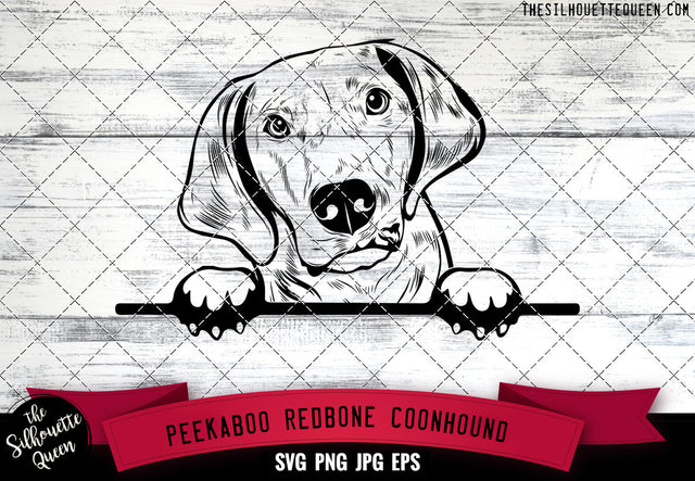 Redbone Coonhound Peek A Boo | Peekaboo | Peeking Dog Face SVG for Glowforge, Cricut, Laser, Silhouette, Scan n cut files SVG Loveleen Kaur 