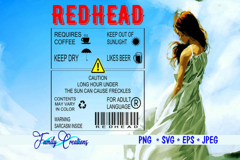 Redhead Warning Label SVG Family Creations 