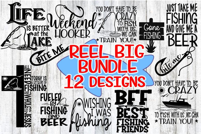 REEL Big Bundle - 12 Fishing Designs - Vol 2 - SVG DXF PNG EPS SVG On the Beach Boutique