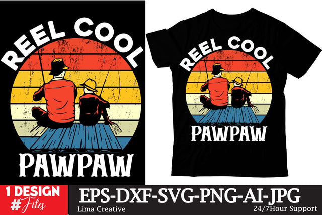 Reel Cool PawPaw SVG Cute File, Father's Day retro T-shirt Design, Dad Sublimation PNG, Father's Day Retro Vintage T-shirt Design, Father's Day Clip Art,Dad SVG Bundle SVG Insomnia Std 