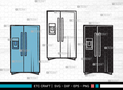 Refrigerator Clipart SVG, Retro Refrigerator Svg, Freezer Svg, Fridge Svg, Refrigerator Stencil Svg, Refrigerator Icon Freezer Svg, Refrigerator Clipart SVG ETC Craft 