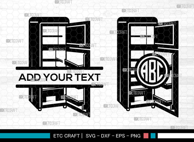 Refrigerator Monogram SVG, Refrigerator Stencil svg, Fridge Svg, Split Monogram Svg, Freezer Svg, Retro Refrigerator Svg, Refrigerator SVG ETC Craft 