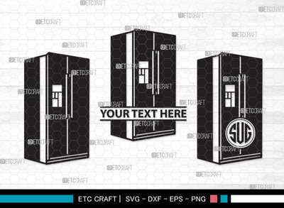 Refrigerator Monogram SVG, Retro Refrigerator Svg, Freezer Svg, Fridge Svg, Refrigerator Stencil Svg, Refrigerator Icon Freezer Svg, Refrigerator Monogram SVG ETC Craft 