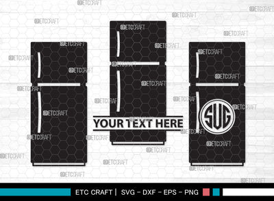 Refrigerator Monogram SVG, Retro Refrigerator Svg, Freezer Svg, Fridge Svg, Refrigerator Stencil Svg, Refrigerator Icon Freezer Svg, Refrigerator Monogram SVG ETC Craft 