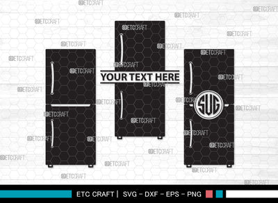 Refrigerator Monogram SVG, Retro Refrigerator Svg, Freezer Svg, Fridge Svg, Refrigerator Stencil Svg, Refrigerator Icon Freezer Svg, Refrigerator Monogram SVG ETC Craft 