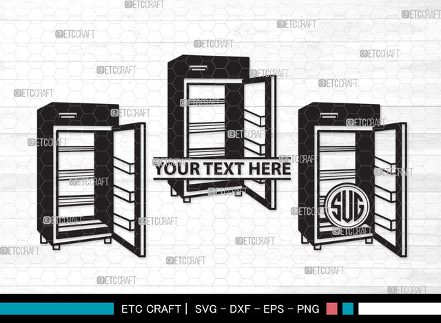 Refrigerator Monogram SVG, Retro Refrigerator Svg, Freezer Svg, Fridge Svg, Refrigerator Stencil Svg, Refrigerator Icon Freezer Svg, Refrigerator Monogram SVG ETC Craft 