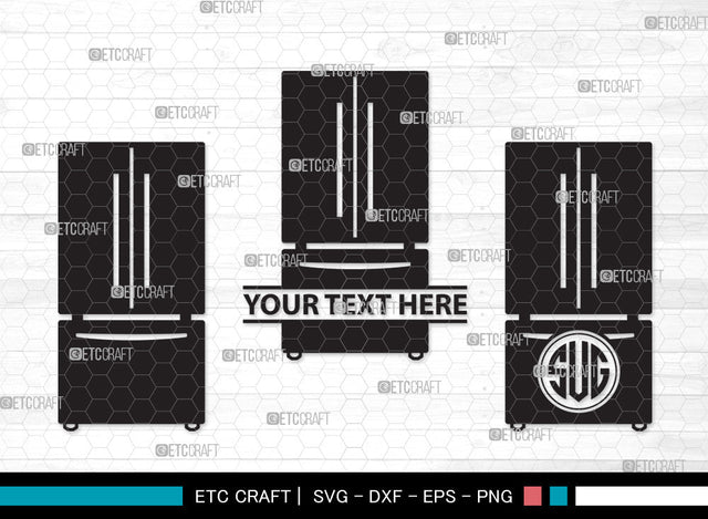 Refrigerator Monogram SVG, Retro Refrigerator Svg, Freezer Svg, Fridge Svg, Refrigerator Stencil Svg, Refrigerator Icon Freezer Svg, Refrigerator Monogram SVG ETC Craft 