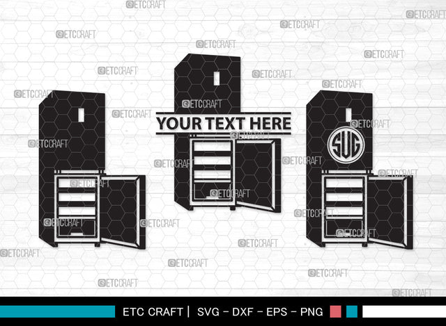 Refrigerator Monogram SVG, Retro Refrigerator Svg, Freezer Svg, Fridge Svg, Refrigerator Stencil Svg, Refrigerator Icon Freezer Svg, Refrigerator Monogram SVG ETC Craft 