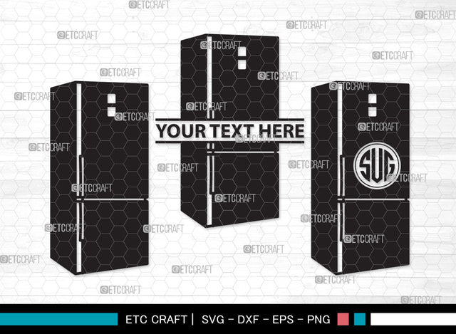 Refrigerator Monogram SVG, Retro Refrigerator Svg, Freezer Svg, Fridge Svg, Refrigerator Stencil Svg, Refrigerator Icon Freezer Svg, Refrigerator Monogram SVG ETC Craft 