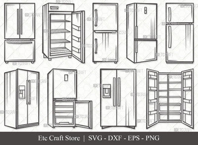 Refrigerator Outline SVG Cut File | Retro Refrigerator Svg | Freezer Svg | Fridge Svg | Refrigerator Stencil Svg | Refrigerator Icon Freezer Svg | Refrigerator Svg Bundle SVG ETC Craft 