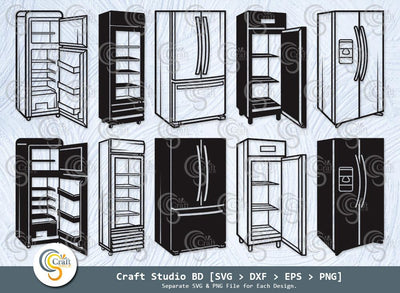 Refrigerator Silhouette, Refrigerator Stencil svg, Fridge Svg, Refrigerator Icon Svg, Freezer Svg, Retro Refrigerator Svg, Refrigerator Bundle SVG ETC Craft 
