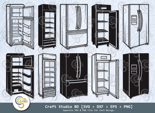 Refrigerator Silhouette, Refrigerator Stencil svg, Fridge Svg, Refrigerator Icon Svg, Freezer Svg, Retro Refrigerator Svg, Refrigerator Bundle SVG ETC Craft 