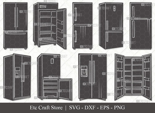 Refrigerator Silhouette SVG Cut File | Retro Refrigerator Svg | Freezer Svg | Fridge Svg | Refrigerator Stencil Svg | Refrigerator Icon Freezer Svg | Refrigerator Svg Bundle SVG ETC Craft 