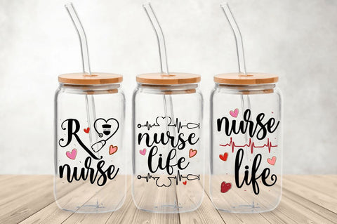 Registered Nurse Glass Can Wrap Bundle SVG Regulrcrative 