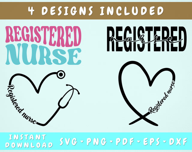 Registered Nurse SVG Bundle, 4 Designs, RN SVG, Nurse Stethoscope SVG, Nurse Heart SVG, Registered Nurse PNG SVG HappyDesignStudio 