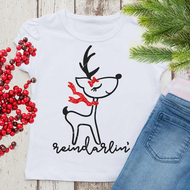 Reindarlin Reindeer Girl Christmas SVG SVG Chameleon Cuttables 