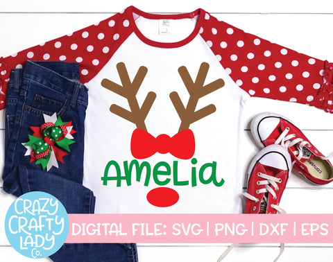 Reindeer Antlers with Bow | Christmas SVG Cut File SVG Crazy Crafty Lady Co. 