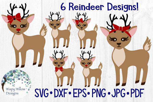 Reindeer Bundle Set SVG Wispy Willow Designs 